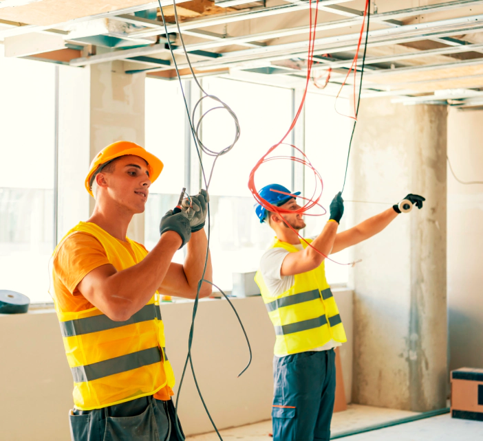 electricians fixing the wires